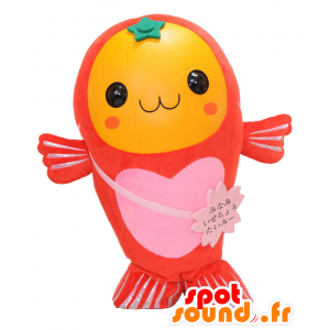 Taimi mascot, fish yellow, red and pink, cheerful - MASFR25522 - Yuru-Chara Japanese mascots