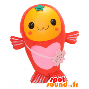 Mascot Taimi, fisk gul, rød og rosa, munter - MASFR25522 - Yuru-Chara japanske Mascots