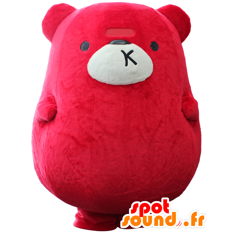 Mascot Purakuma-kun, grote teddybeer rood en wit - MASFR25523 - Yuru-Chara Japanse Mascottes