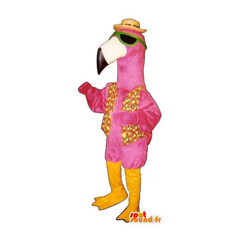 Flamingo maskot på ferie - Spotsound maskot kostume