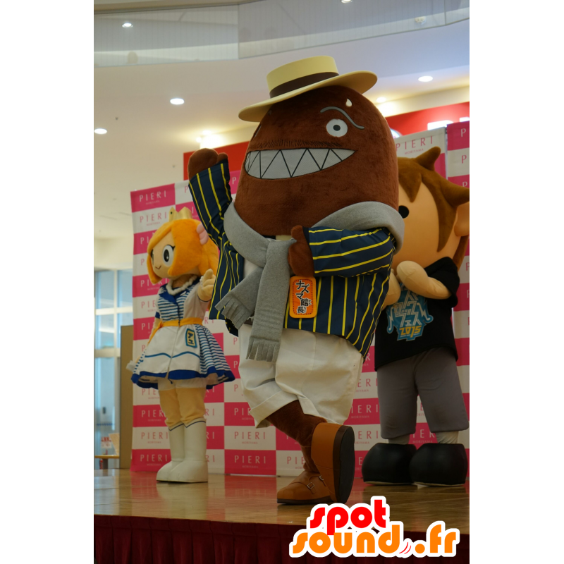 Brown fish mascot, well dressed, with a broad smile - MASFR25524 - Yuru-Chara Japanese mascots