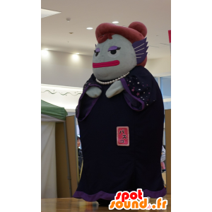 Mascot big gray fish, black and purple, woman - MASFR25526 - Yuru-Chara Japanese mascots