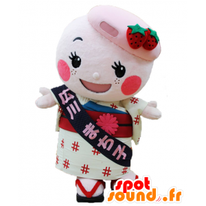 Mascot Hirokawa Machiko, hymyilevä tyttö ja kukat - MASFR25530 - Mascottes Yuru-Chara Japonaises