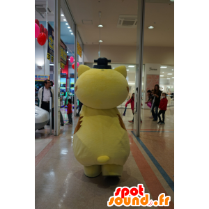 Keltainen ja ruskea kissa maskotti, jättiläinen ja viihdyttävä - MASFR25531 - Mascottes Yuru-Chara Japonaises