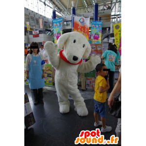 Mascot λευκό σκυλί με ένα κόκκινο κολάρο - MASFR25537 - Yuru-Χαρά ιαπωνική Μασκότ