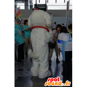 Hvid hundemaskot med en rød krave - Spotsound maskot kostume