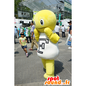 Mascotte de bonhomme jaune et blanc, très drôle et original - MASFR25539 - Mascottes Yuru-Chara Japonaises