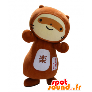 Mascotte de nounours marron et blanc - MASFR25540 - Mascottes Yuru-Chara Japonaises