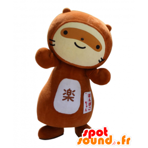 Bruine en witte teddybeer mascotte - MASFR25540 - Yuru-Chara Japanse Mascottes