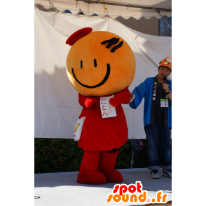 Mascot Ogoton, hymyilevä mies, oranssi ja punainen hymiö - MASFR25552 - Mascottes Yuru-Chara Japonaises