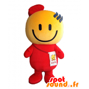 Mascot Ogoton, smiling man, orange and red smiley - MASFR25552 - Yuru-Chara Japanese mascots