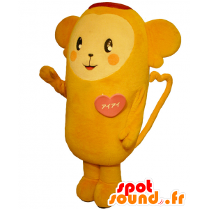 Mascotte d'Aiai-kun, de nounours, de singe orange, très souriant - MASFR25555 - Mascottes Yuru-Chara Japonaises