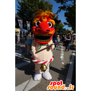 Kinesisk drage maskot rød, svart og gul, meget uttrykks - MASFR25556 - Yuru-Chara japanske Mascots