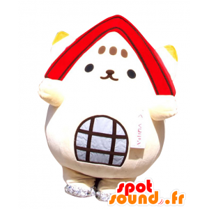 Mascot Kuninyan, gato branco, casa-shaped - MASFR25560 - Yuru-Chara Mascotes japoneses