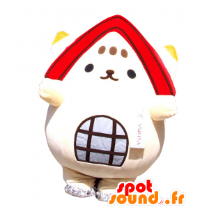 Mascot Kuninyan, hvit katt, hus-formet - MASFR25560 - Yuru-Chara japanske Mascots