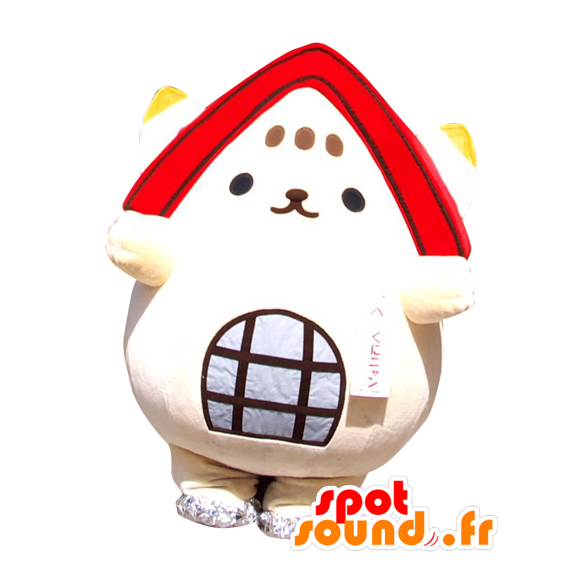 Kuninyan Maskottchen, weiße Katze, Haus-förmigen - MASFR25560 - Yuru-Chara japanischen Maskottchen