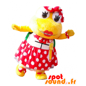 Maskot Sunami-chan, želva, drak s polka dot šaty - MASFR25561 - Yuru-Chara japonské Maskoti