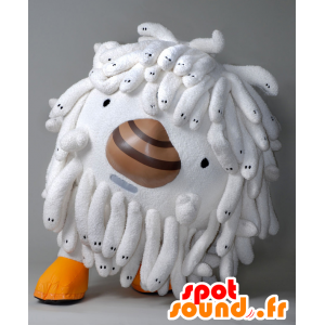 Mascot Araippe, fugl, hvit monster med frynser - MASFR25566 - Yuru-Chara japanske Mascots