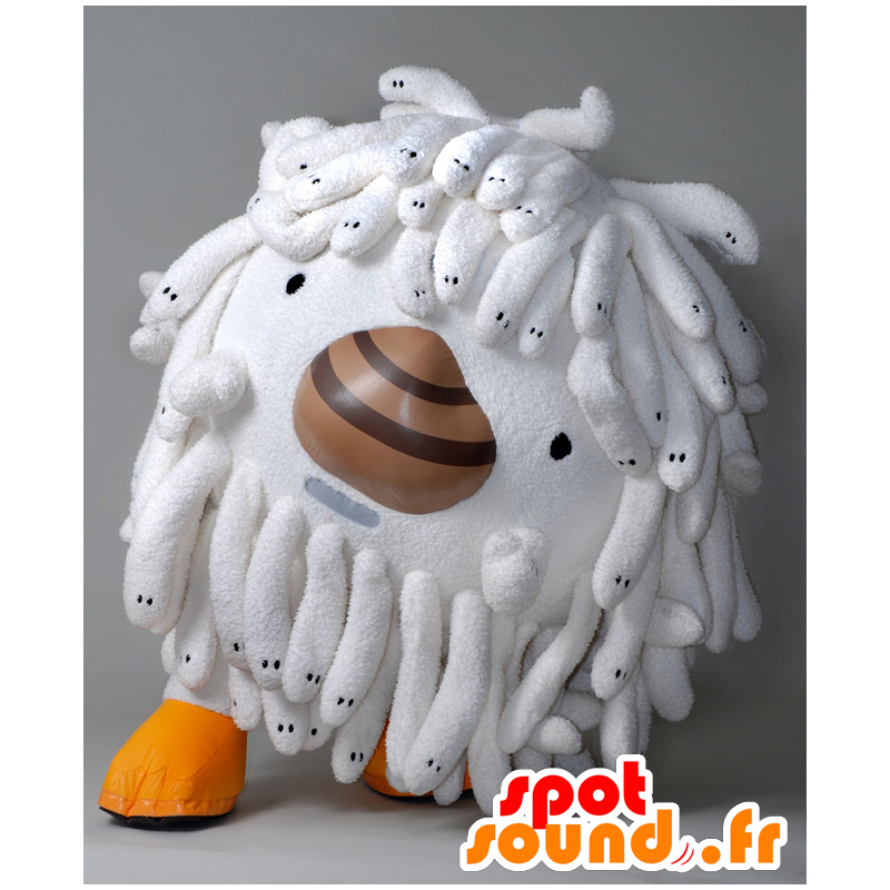 Mascot Araippe, lintu, valkoinen hirviö hapsuilla - MASFR25566 - Mascottes Yuru-Chara Japonaises