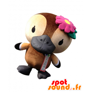 Maskot Kotomi-chan, brun og beige fugl, Vertikal - MASFR25567 - Yuru-Chara japanske Mascots