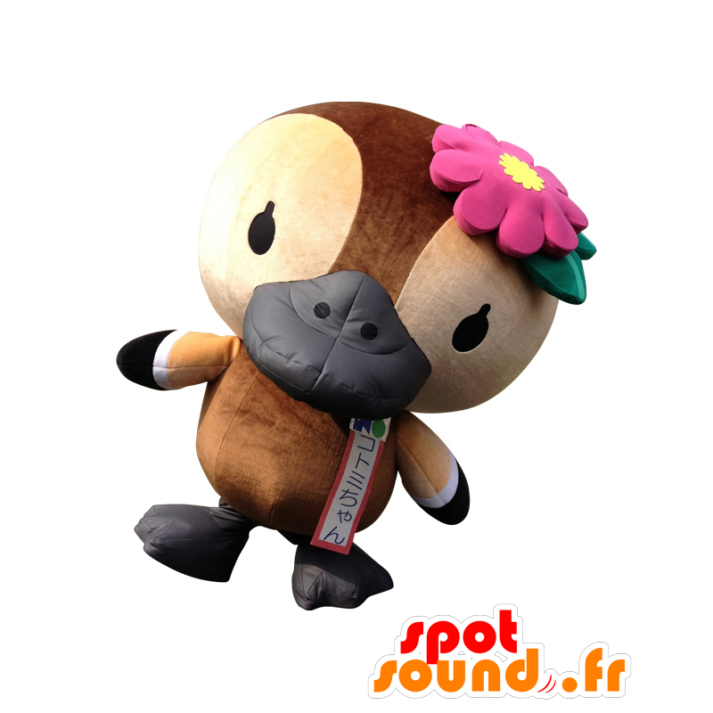 Mascot Kotomi-chan, bruin en beige vogel, vogelbekdier - MASFR25567 - Yuru-Chara Japanse Mascottes