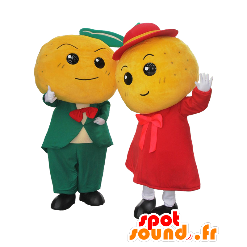 Mascots of Yuzuta-kun and Yuzuka-chan, 2 clementines - MASFR25573 - Yuru-Chara Japanese mascots