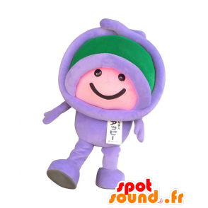 Mascotte d'Appy, de bonhomme violet et vert, souriant - MASFR25575 - Mascottes Yuru-Chara Japonaises