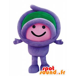 Mascotte d'Appy, de bonhomme violet et vert, souriant - MASFR25575 - Mascottes Yuru-Chara Japonaises