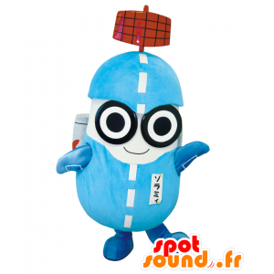 Sorami mascot, blue and white snowman with a satellite - MASFR25576 - Yuru-Chara Japanese mascots