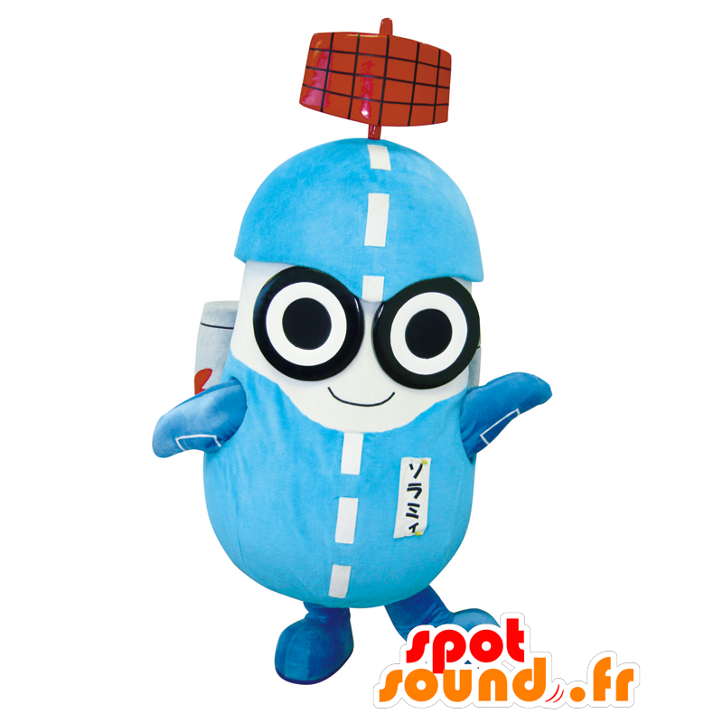 Sorami mascot, blue and white snowman with a satellite - MASFR25576 - Yuru-Chara Japanese mascots