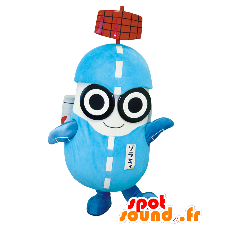 Sorami mascotte, blauw en wit man met een satelliet- - MASFR25576 - Yuru-Chara Japanse Mascottes
