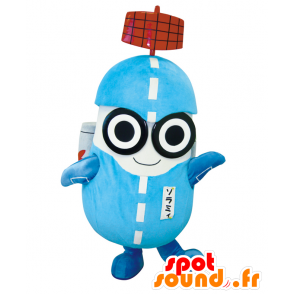 Sorami maskotti, sininen ja valkoinen kaveri satelliitin - MASFR25576 - Mascottes Yuru-Chara Japonaises