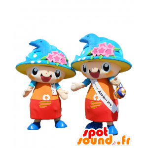 Mascottes Misakky en Misakycho, vakantiegangers met dolfijnen - MASFR25577 - Yuru-Chara Japanse Mascottes