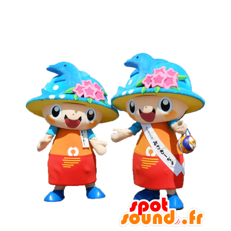 Maskottchen und Misakycho Misakky, Urlauber mit Delfinen - MASFR25577 - Yuru-Chara japanischen Maskottchen