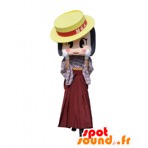マスコットローマちゃん、帽子をかぶったドレスを着たエレガントな女の子-MASFR25579-日本のゆるキャラのマスコット