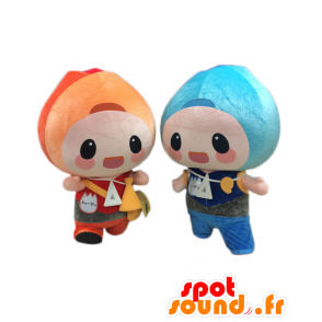 Maskotteja Jihjo ja Kyohjo, 2 värilliset lapset - MASFR25580 - Mascottes Yuru-Chara Japonaises