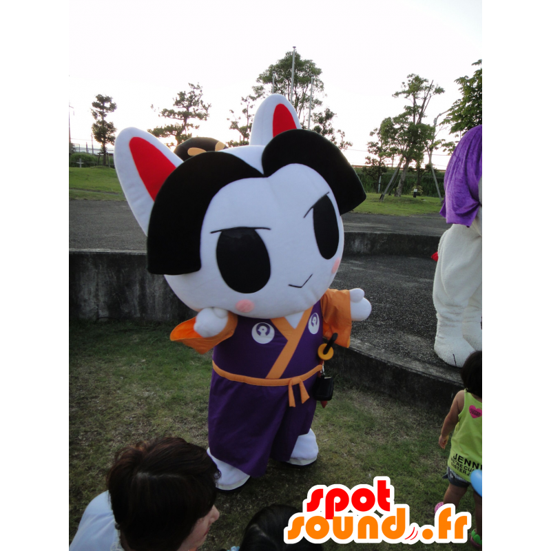Blanca mascota conejo, vestido con traje tradicional japonés - MASFR25586 - Yuru-Chara mascotas japonesas