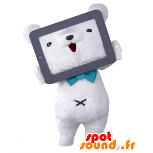 Maskot NyNaviBear, bílý medvídek s dotykovou ploškou - MASFR25587 - Yuru-Chara japonské Maskoti