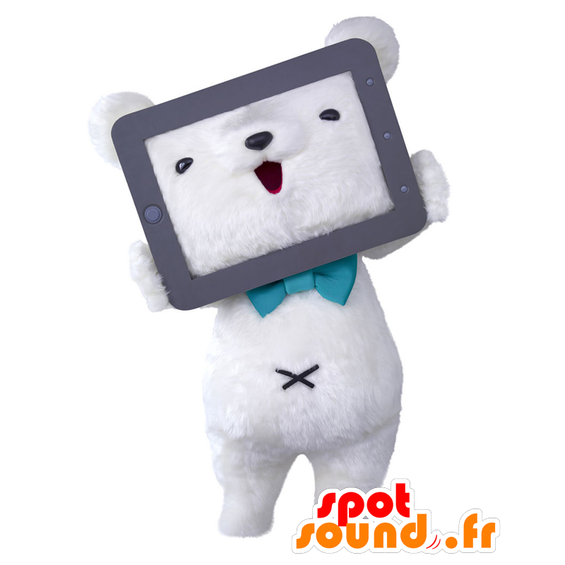 NyNaviBear mascotte, bianco orsacchiotto con un touch pad - MASFR25587 - Yuru-Chara mascotte giapponese