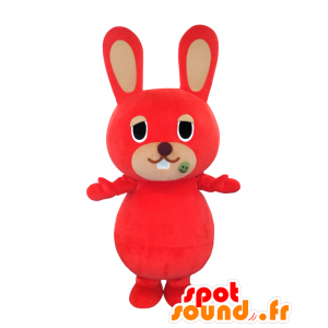 Mameusa mascot, red rabbit, giant and funny - MASFR25589 - Yuru-Chara Japanese mascots