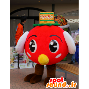 Stor rød fuglemaskot, rund og sød - Spotsound maskot kostume