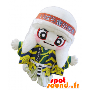 Mascotte Denchuu-kun, Asian People, bianco e giallo - MASFR25592 - Yuru-Chara mascotte giapponese