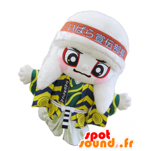 Mascot Denchuu-Kun, Asiaten, weiß und gelb - MASFR25592 - Yuru-Chara japanischen Maskottchen