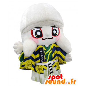 Mascotte de Denchuu-kun, personnage asiatique, blanc et jaune - MASFR25592 - Mascottes Yuru-Chara Japonaises