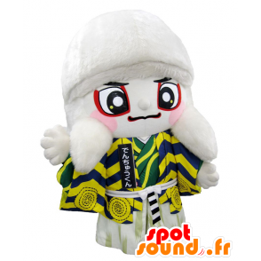 Mascotte de Denchuu-kun, personnage asiatique, blanc et jaune - MASFR25592 - Mascottes Yuru-Chara Japonaises