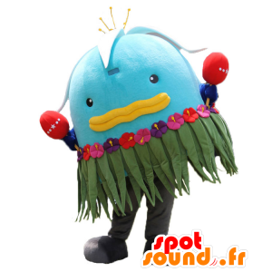 Hamanboh mascot, flowery guy, blue, yellow and green - MASFR25597 - Yuru-Chara Japanese mascots