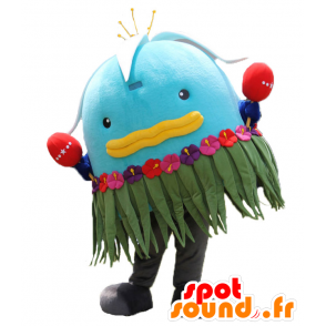 Mascot Hamanboh, bloemrijke vent, blauw, geel en groen - MASFR25597 - Yuru-Chara Japanse Mascottes