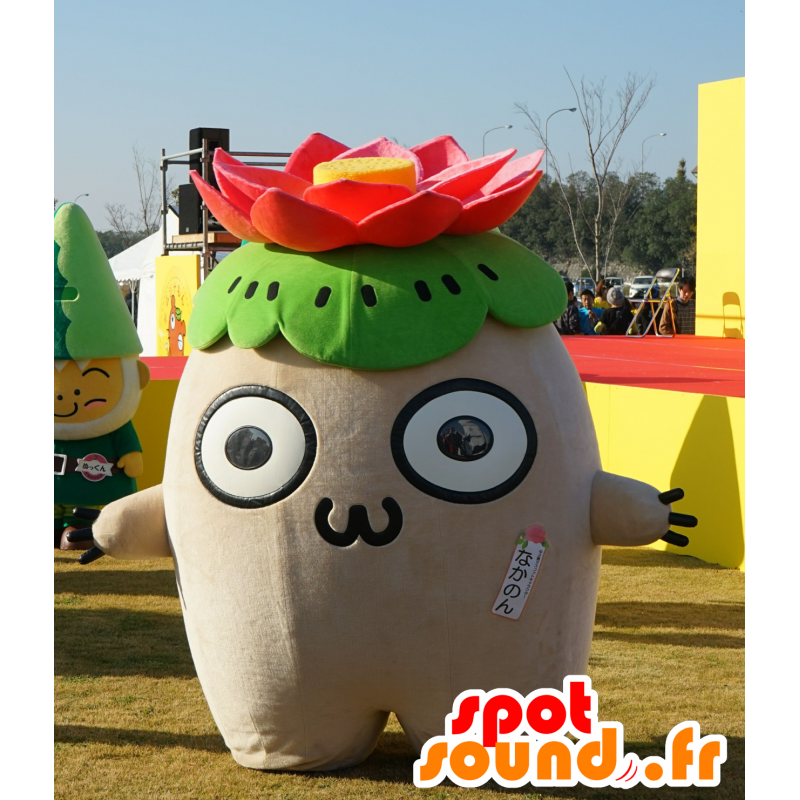 Mascot Nakanon, beige man, met een bloem op haar hoofd - MASFR25598 - Yuru-Chara Japanse Mascottes