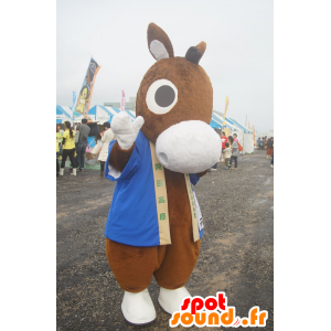 Mascotte d'âne, de poulain, de cheval marron et blanc - MASFR25600 - Mascottes Yuru-Chara Japonaises