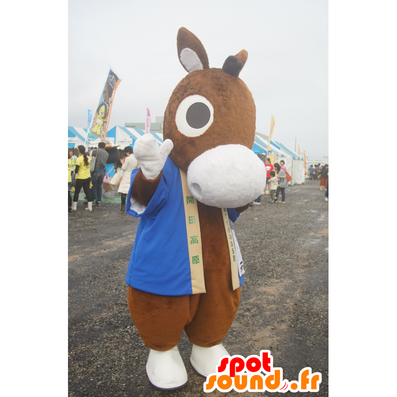 Mascotte d'âne, de poulain, de cheval marron et blanc - MASFR25600 - Mascottes Yuru-Chara Japonaises